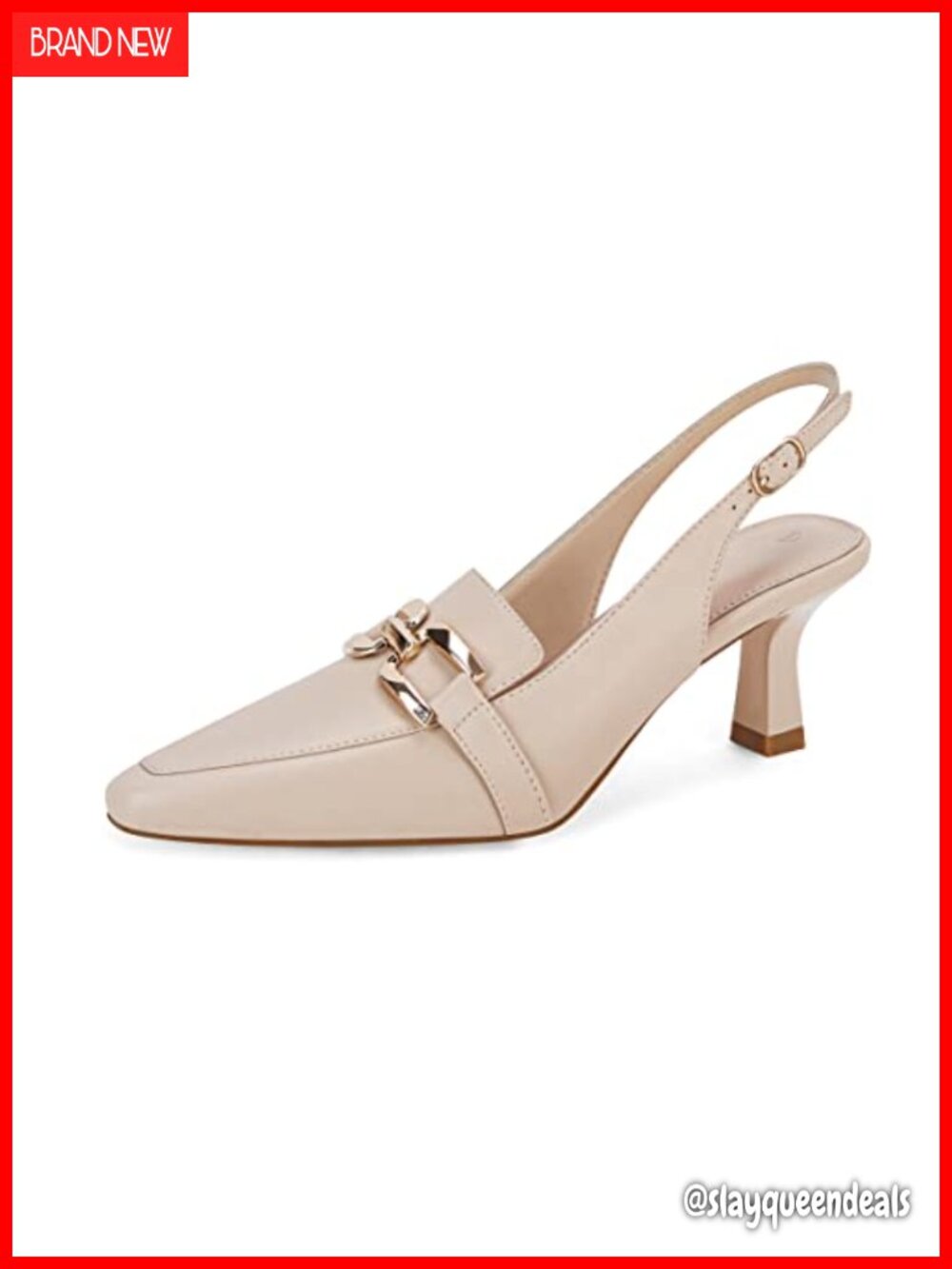 Slingback Kitten Heels Pumps Closed Toe Chain Dress Work Shoes